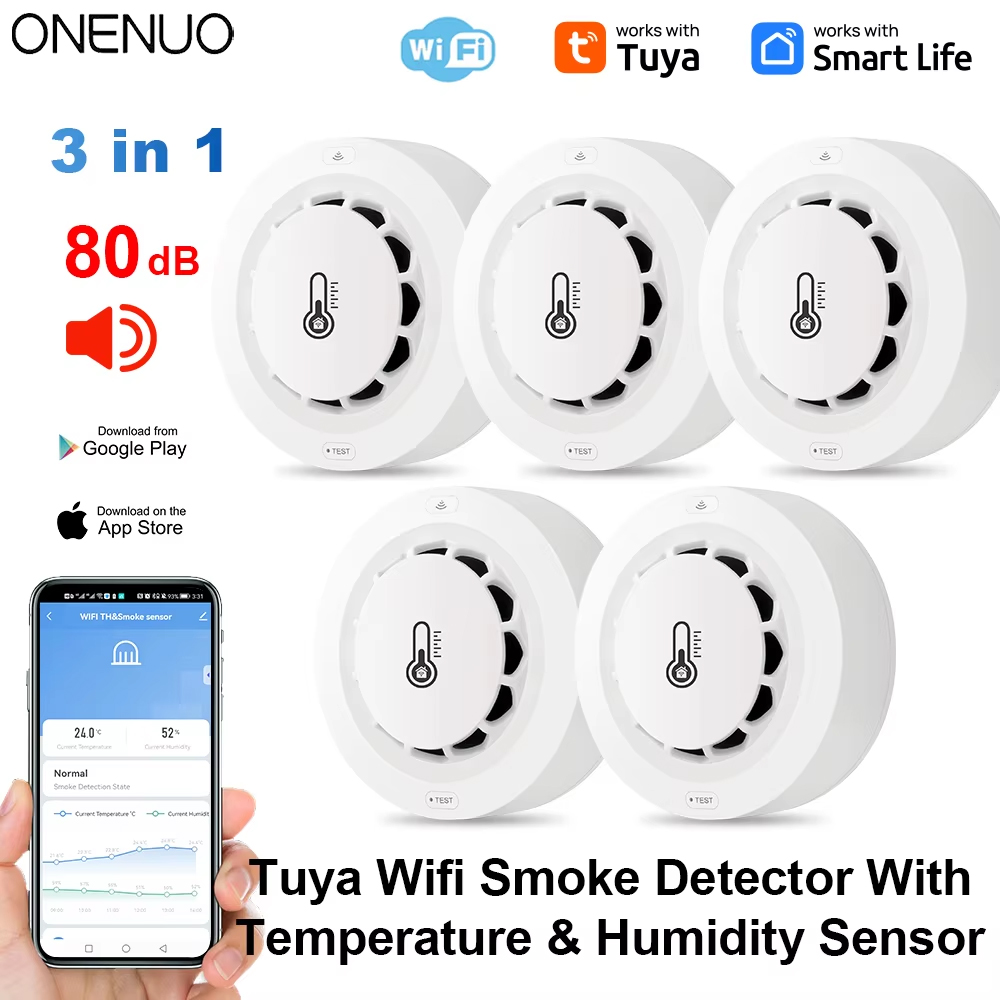 Tuya Wifi BT Two Connection Sm - Smoke Detector Interconnected review and price